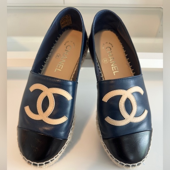 Chanel espadrilles worn once navy black tan authentic size 36 leather - Picture 4 of 6